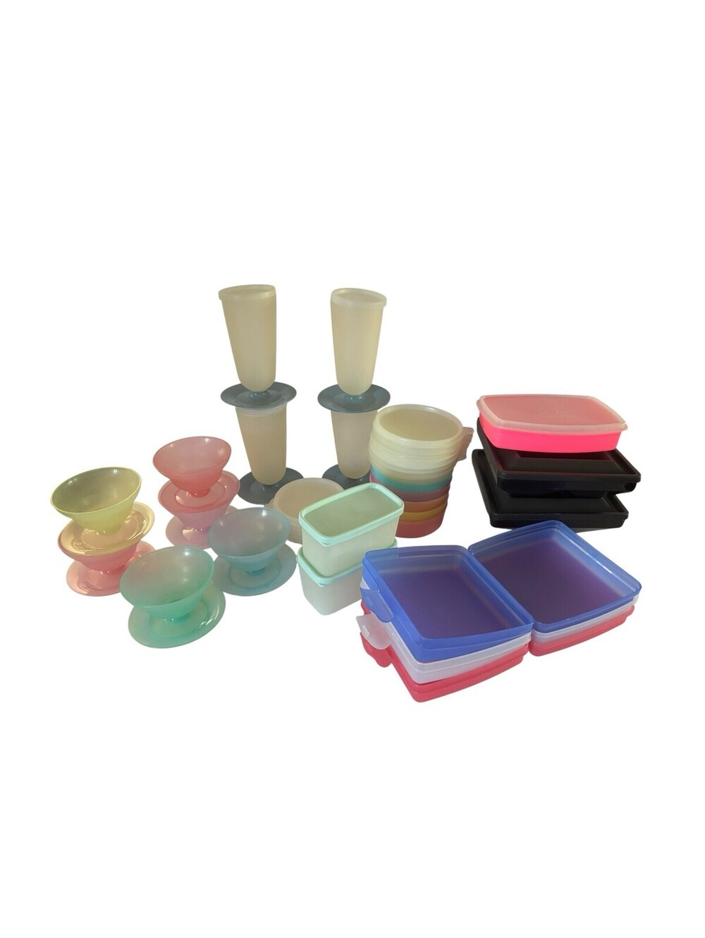 Vintage Tupperware Kitchen Lot Bowls, Parfait & Dessert Cups, Sandwich Container